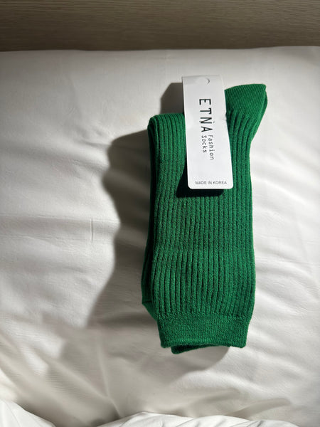 Ribbed Cotton Socks Green