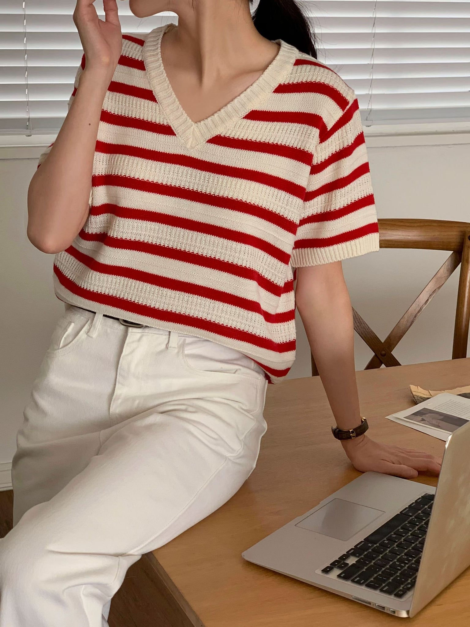 French Stripe Knit Top