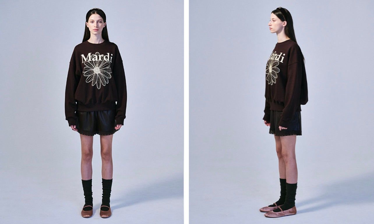 SWEATSHIRT FLOWERMARDI BROWN CREAM