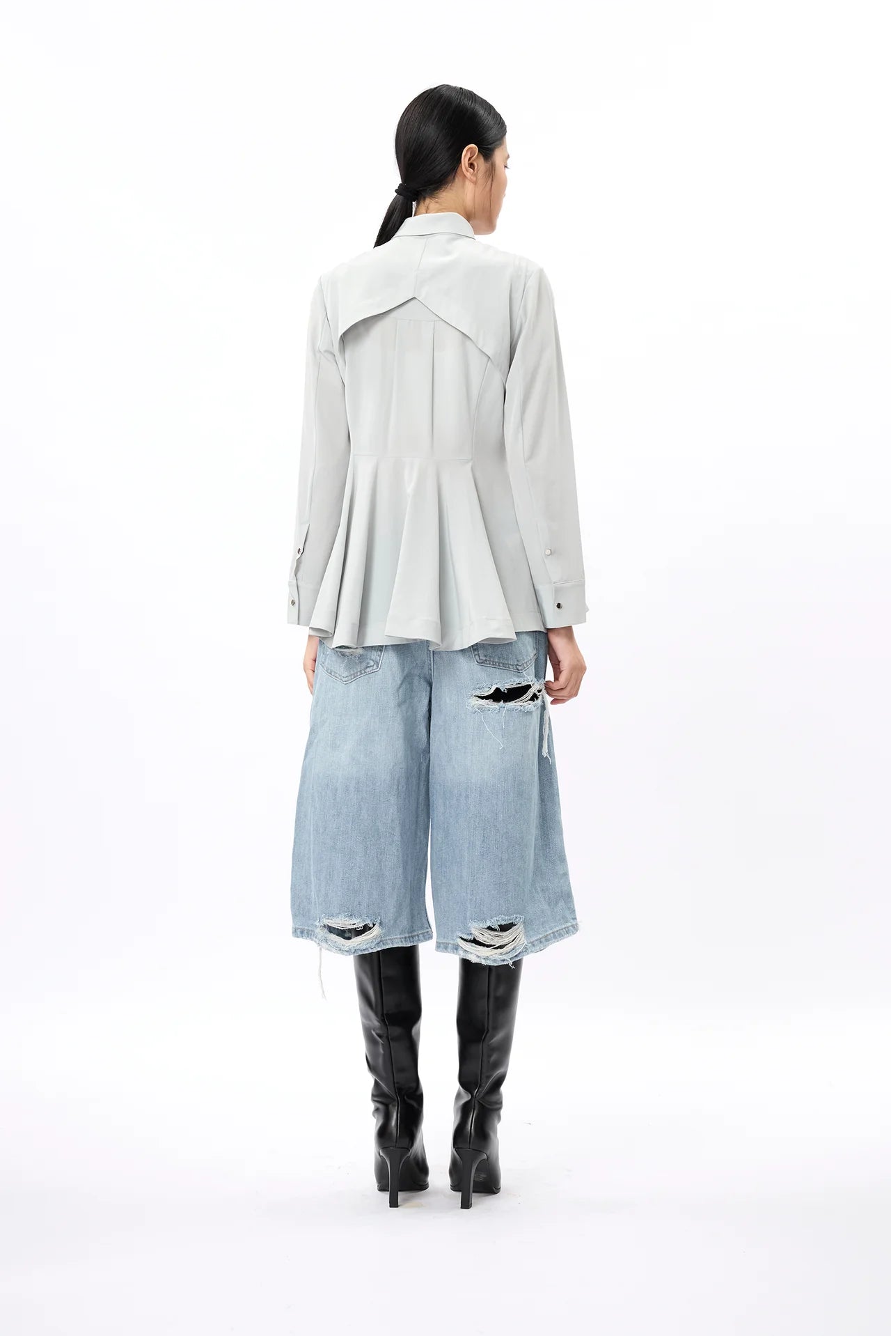 Elegant Self Tie Peplum Shirt