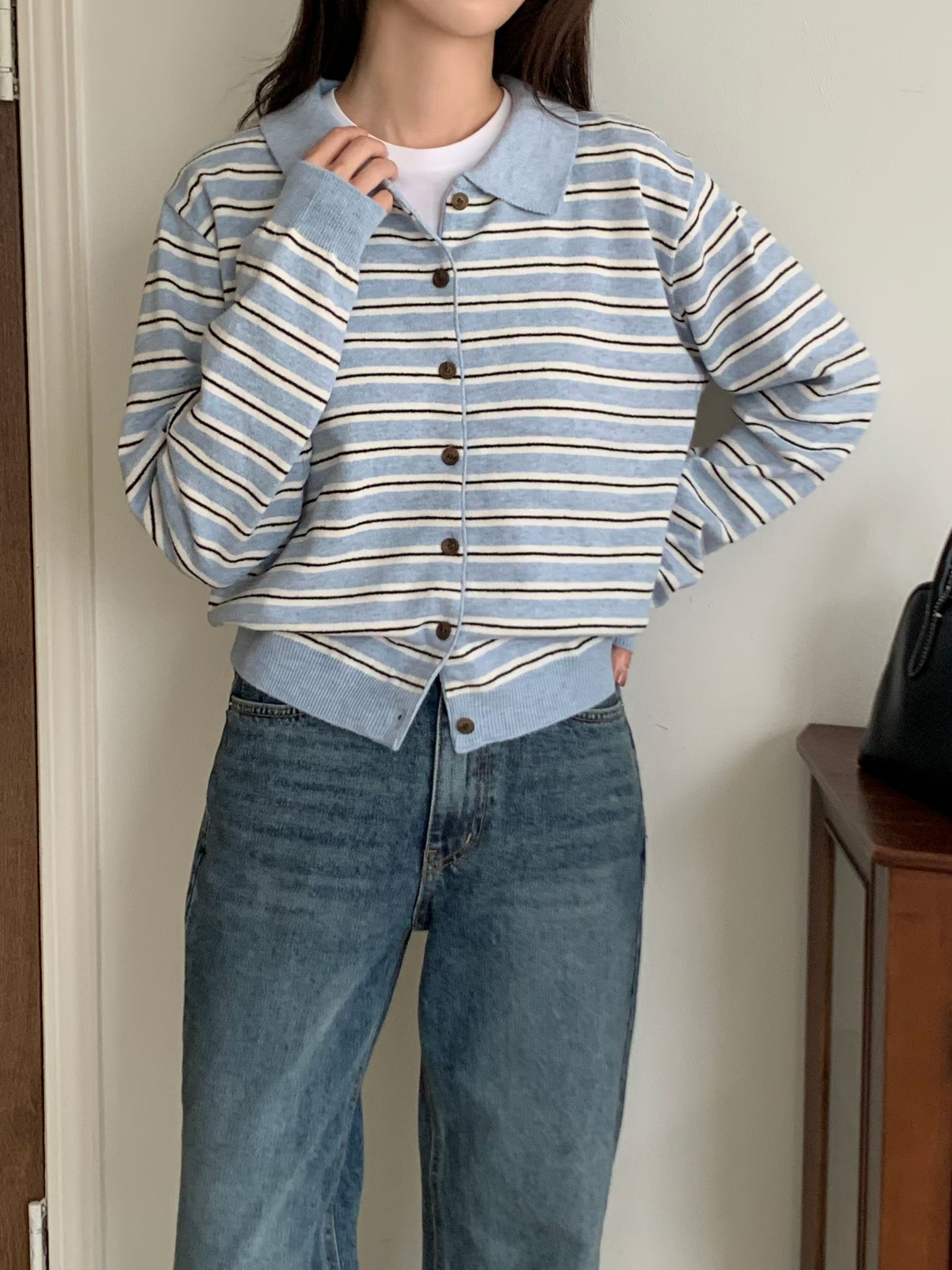 Polo Stripe Boxy Cardigan