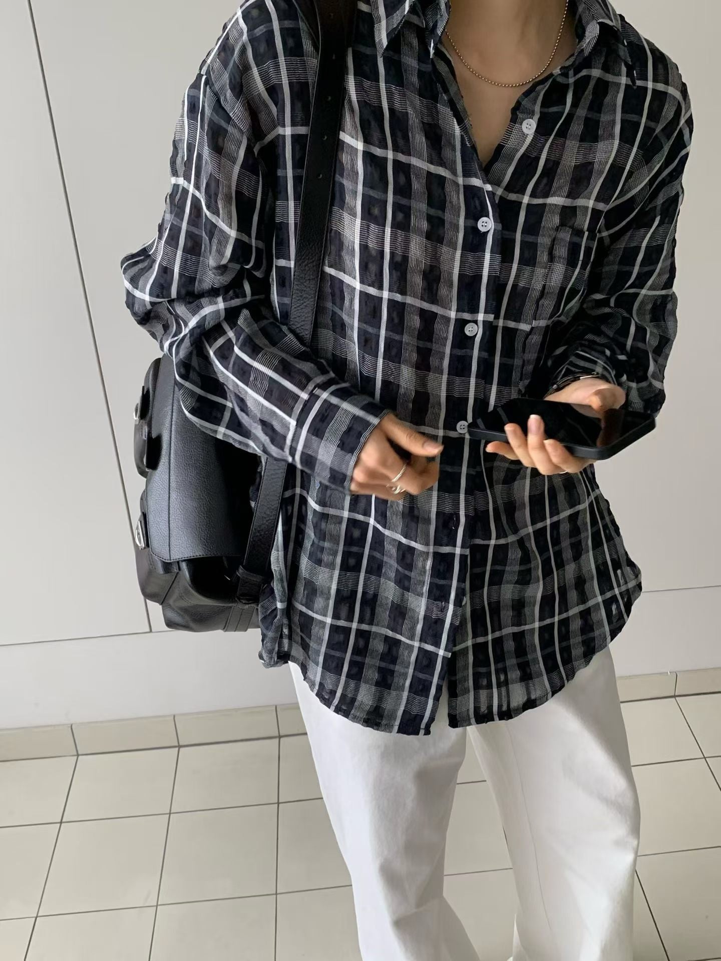 See Through Checker Shirt (29Apr-1May $448, 之後批發價$498）
