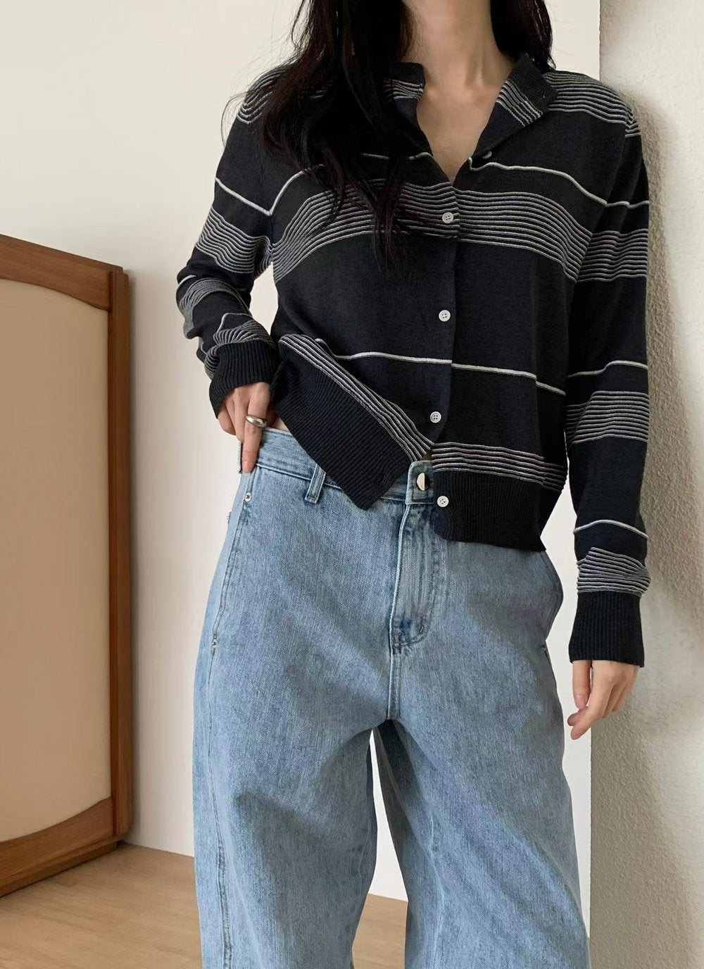 Embossed Stripe Cardigan