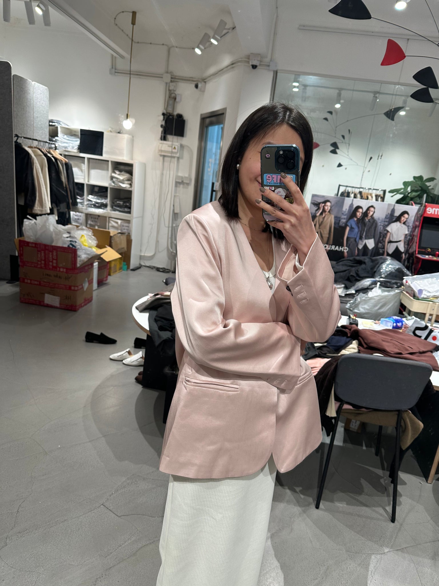 Pink Satin Blazer