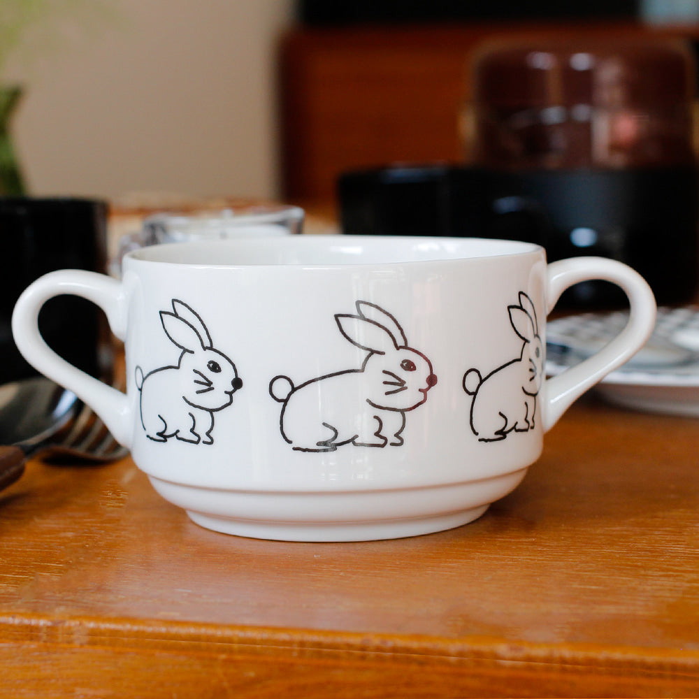 Check Bunny Soup Bowl / Doodle Bunny