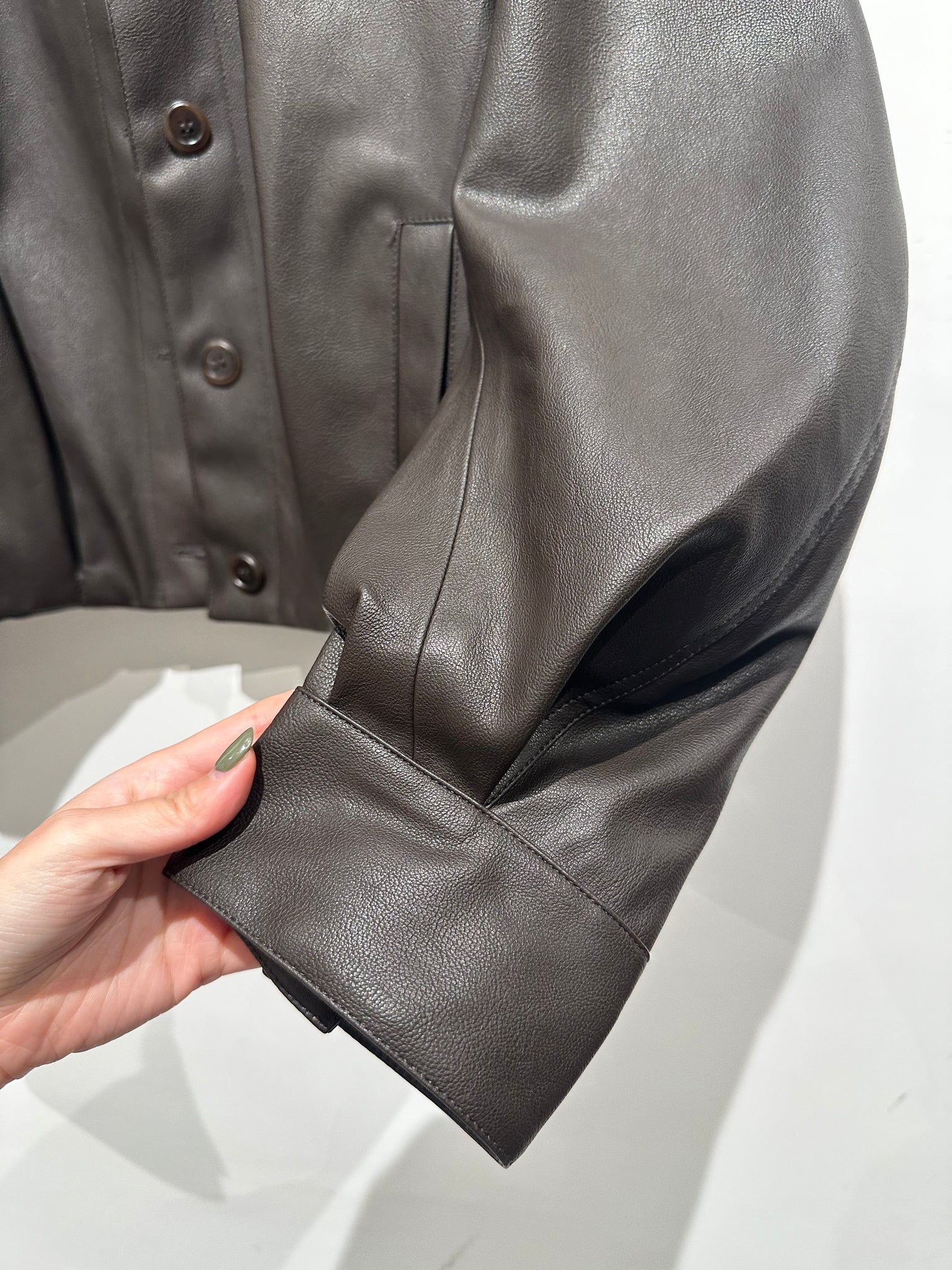 Dark Brown Faux Leather Jacket  (15-17Oct超抵價$598, 之後批發價$698)