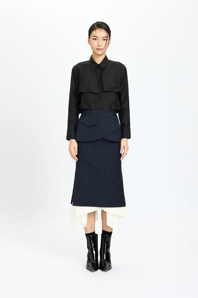 Ruffled Pinstripe Combo Skirt