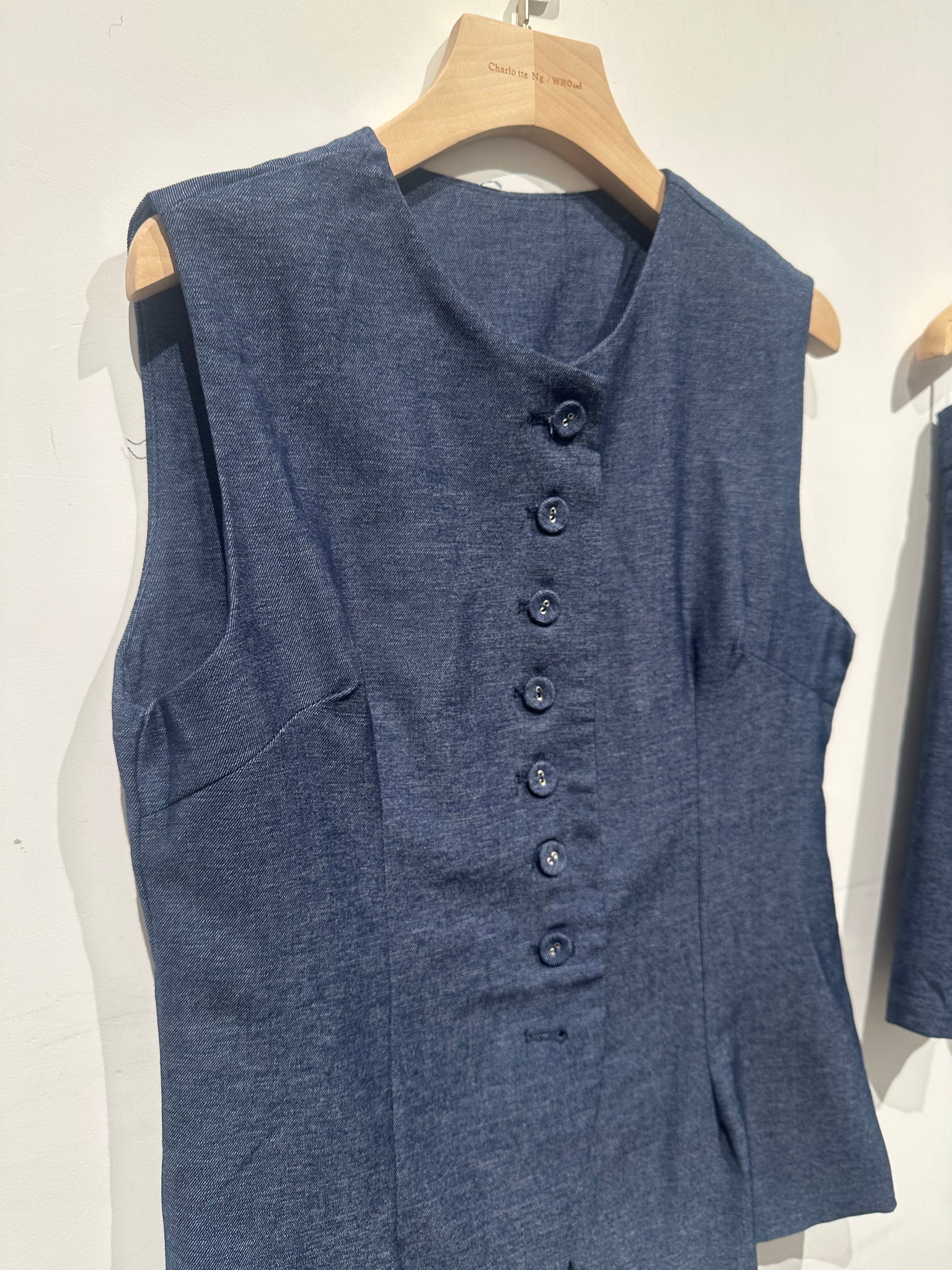 Thin Denim Waistcoat & Shorts Set