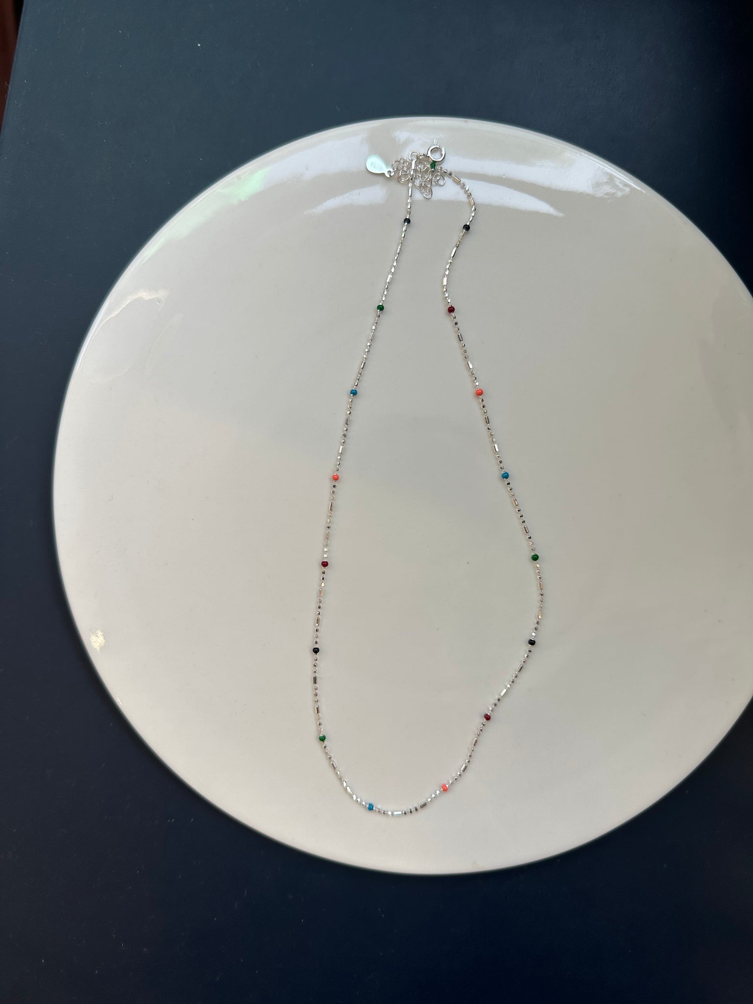 925 Silver Colour Beads Necklace
