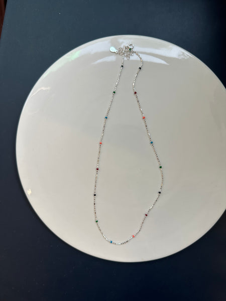 925 Silver Colour Beads Necklace