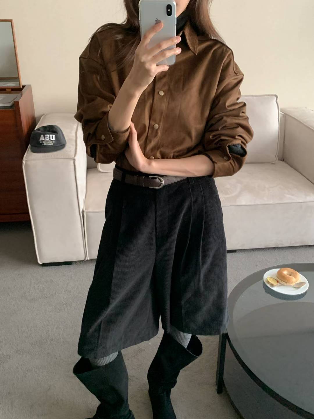 Cropped Suede Shirt