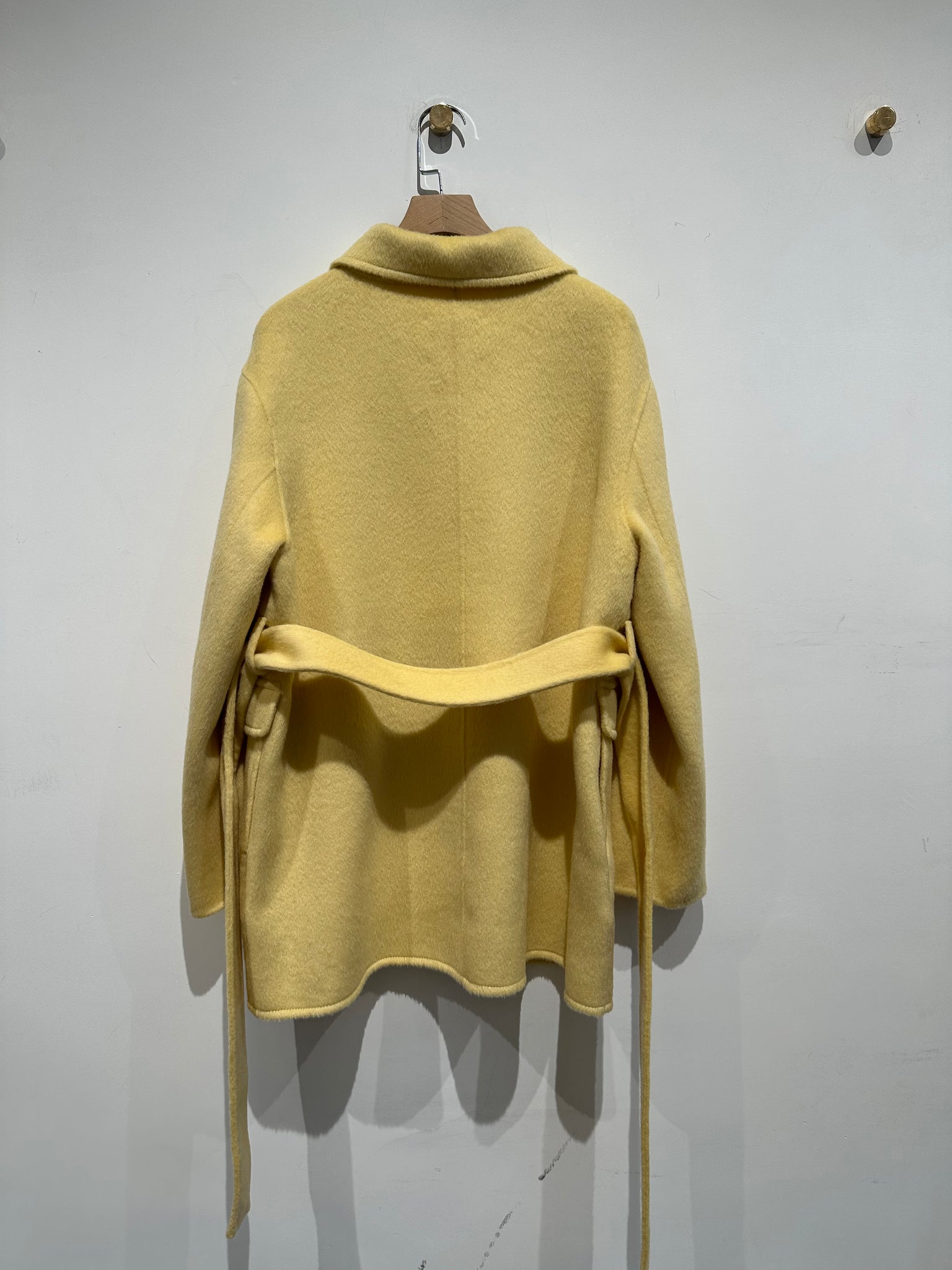 Handmade Light Yellow Collar Wool Coat