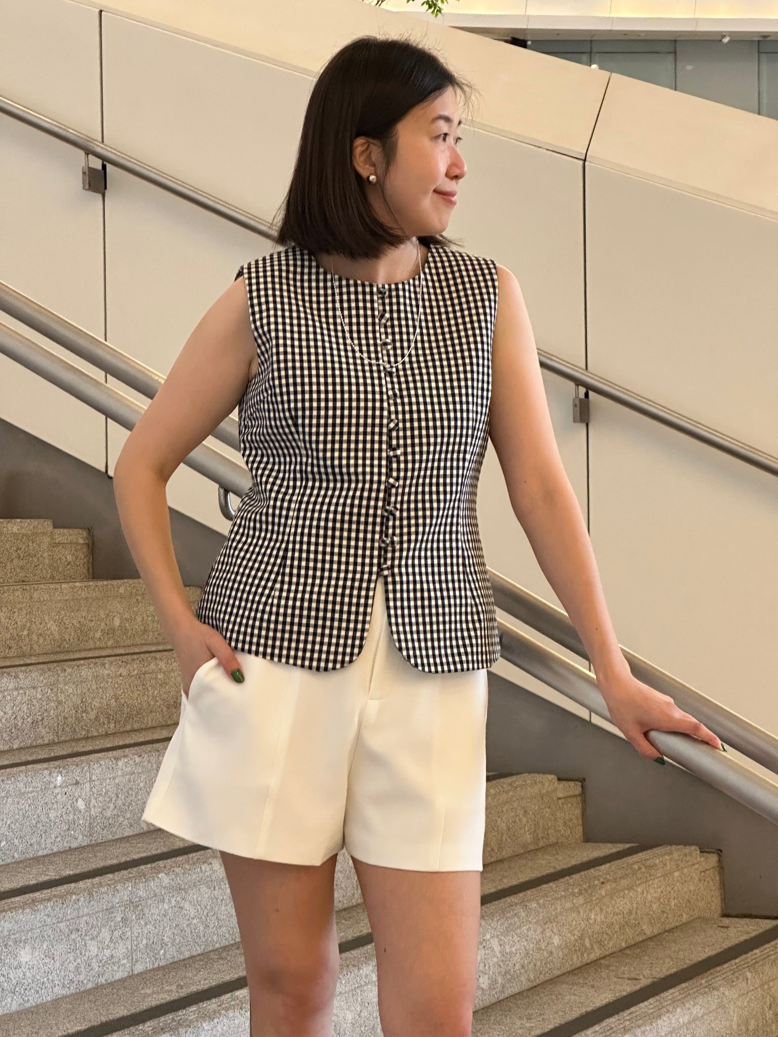 French Style Check Wasitcoat