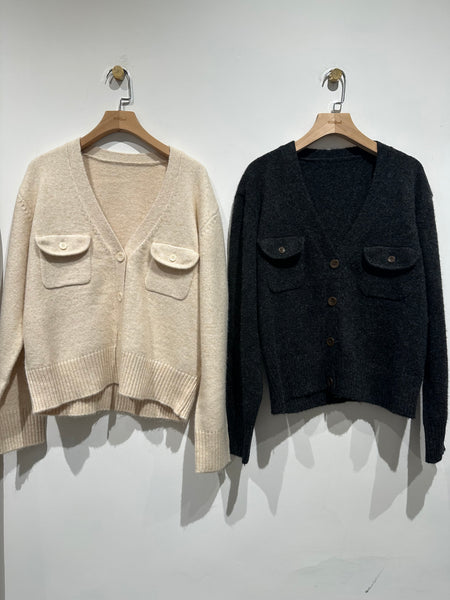 Flap Pocket V Neck Cardigan  (15-17Oct超抵價$398, 之後批發價$468)