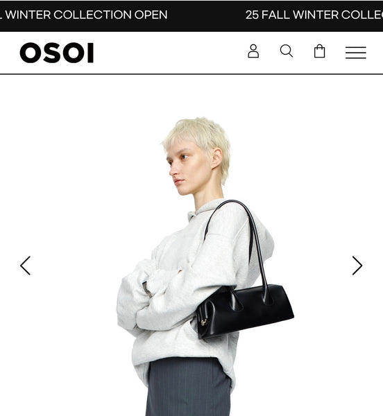 OSOI Baguette Bag Plain Black Mini Size