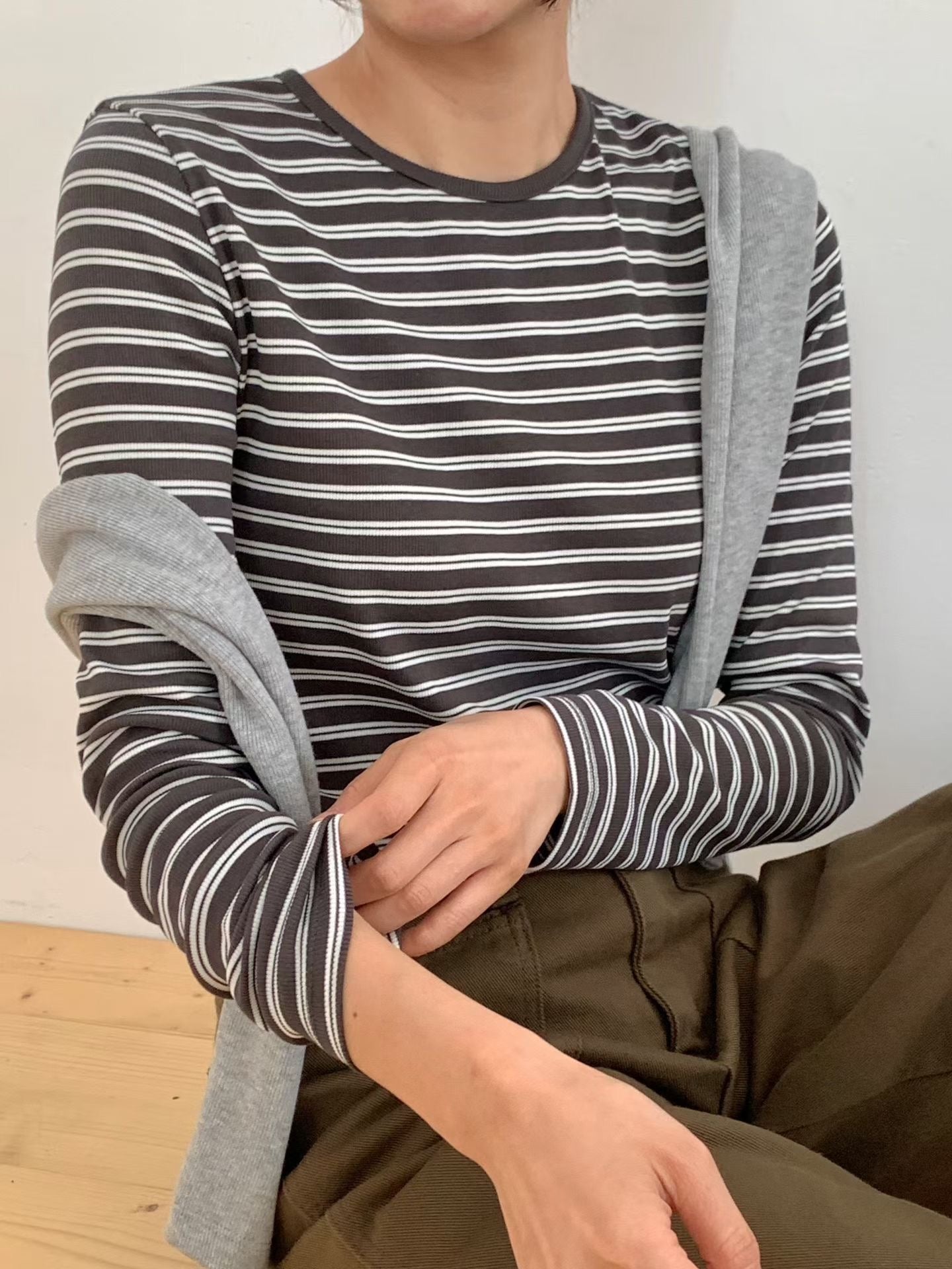 Ribbed Stripe Tee (加購$188)