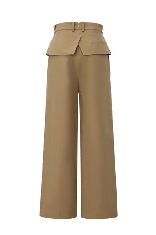 Layers Button Slit Trousers Khaki