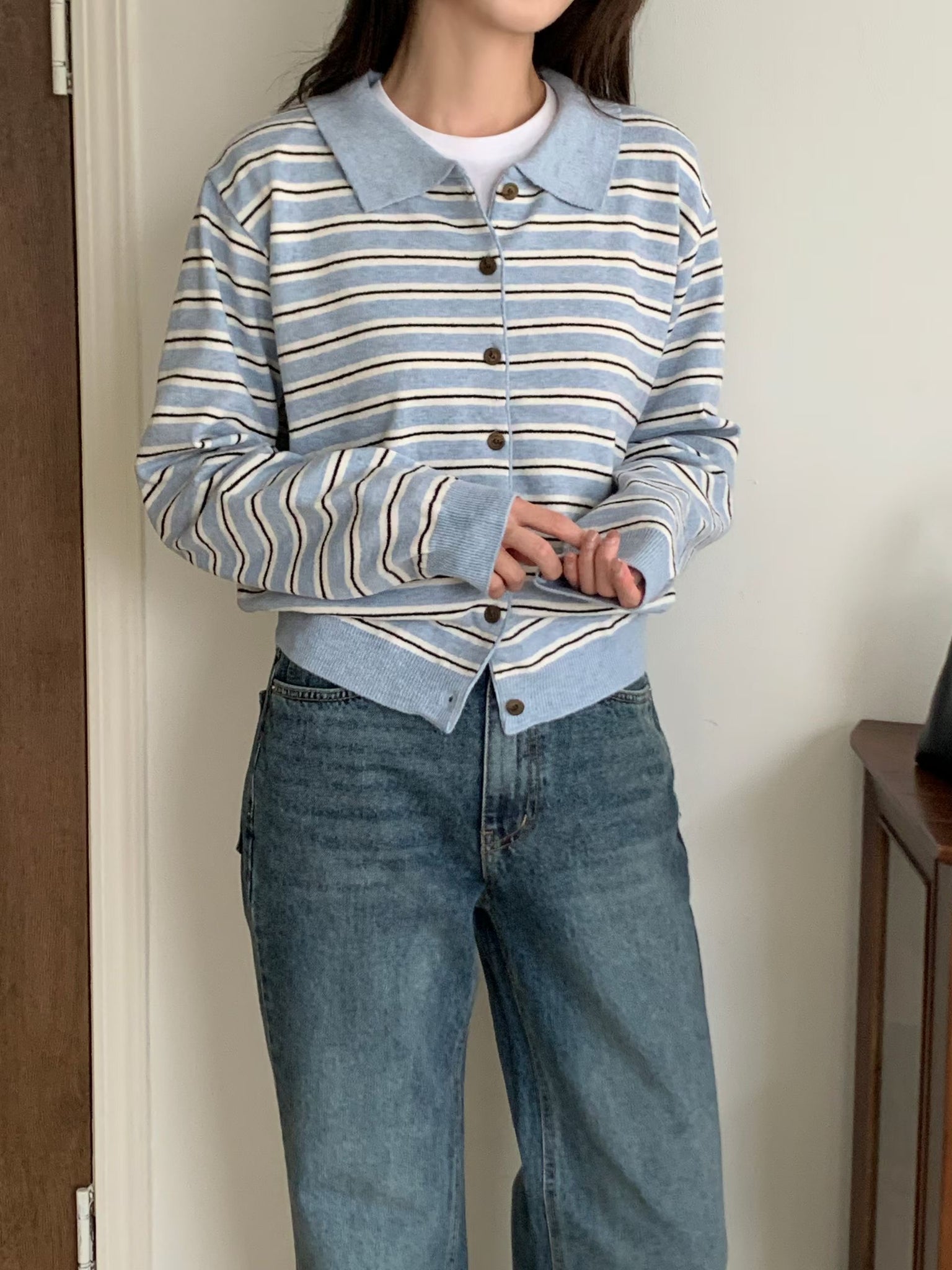 Polo Stripe Boxy Cardigan