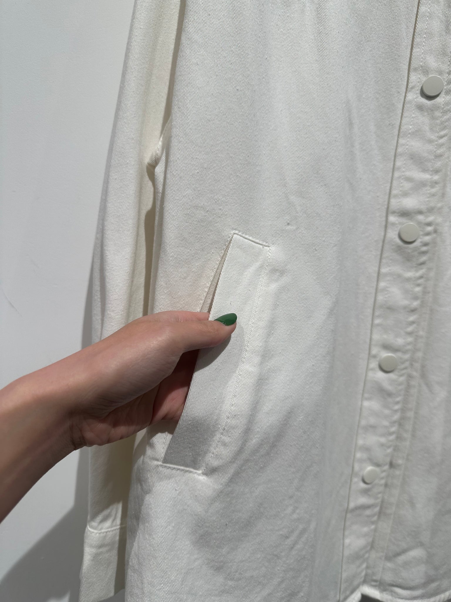 Snap Button Cotton White Shirt