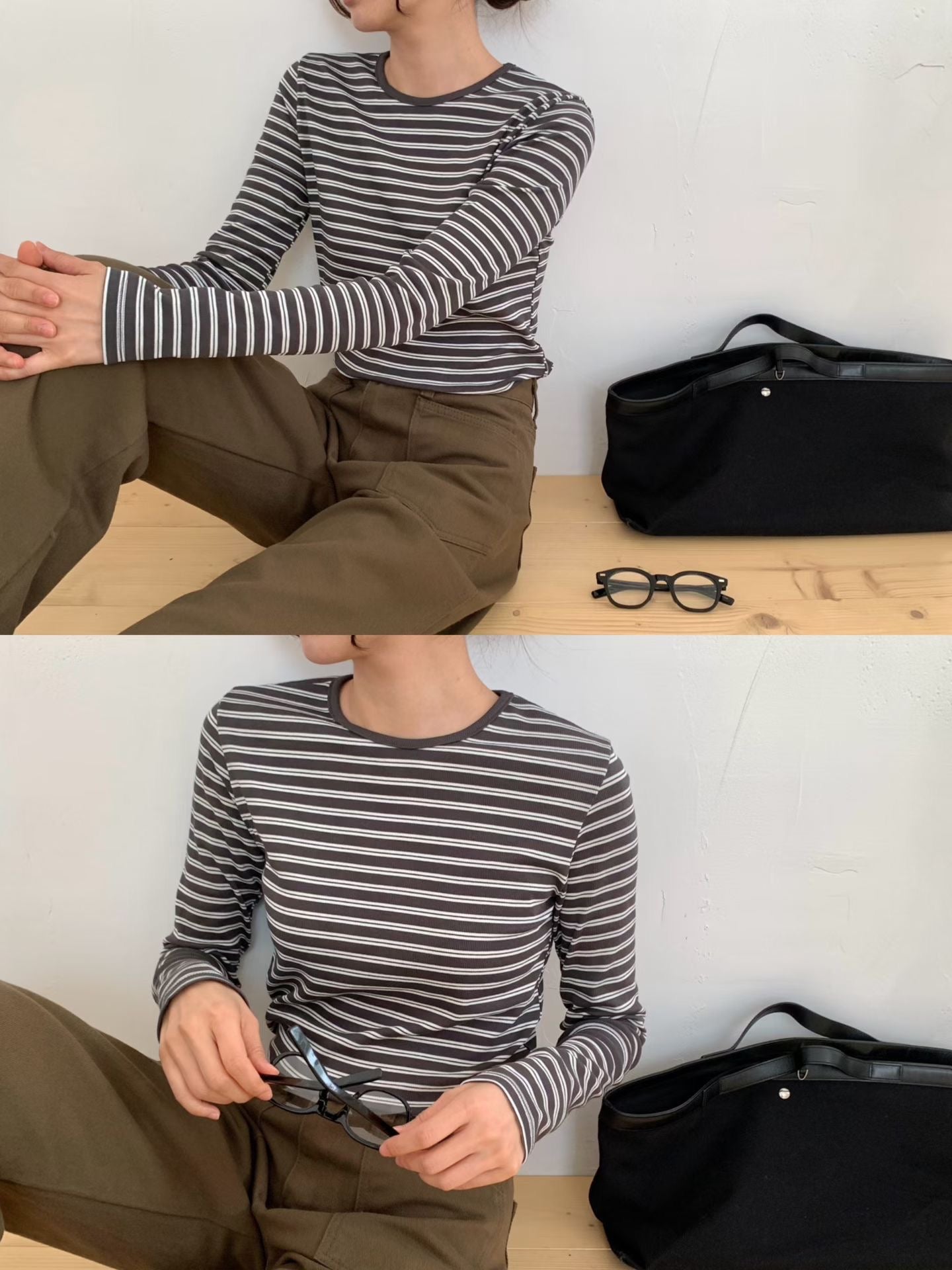 Ribbed Stripe Tee (加購$188)