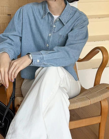 Essential Cropped Denim Shirt