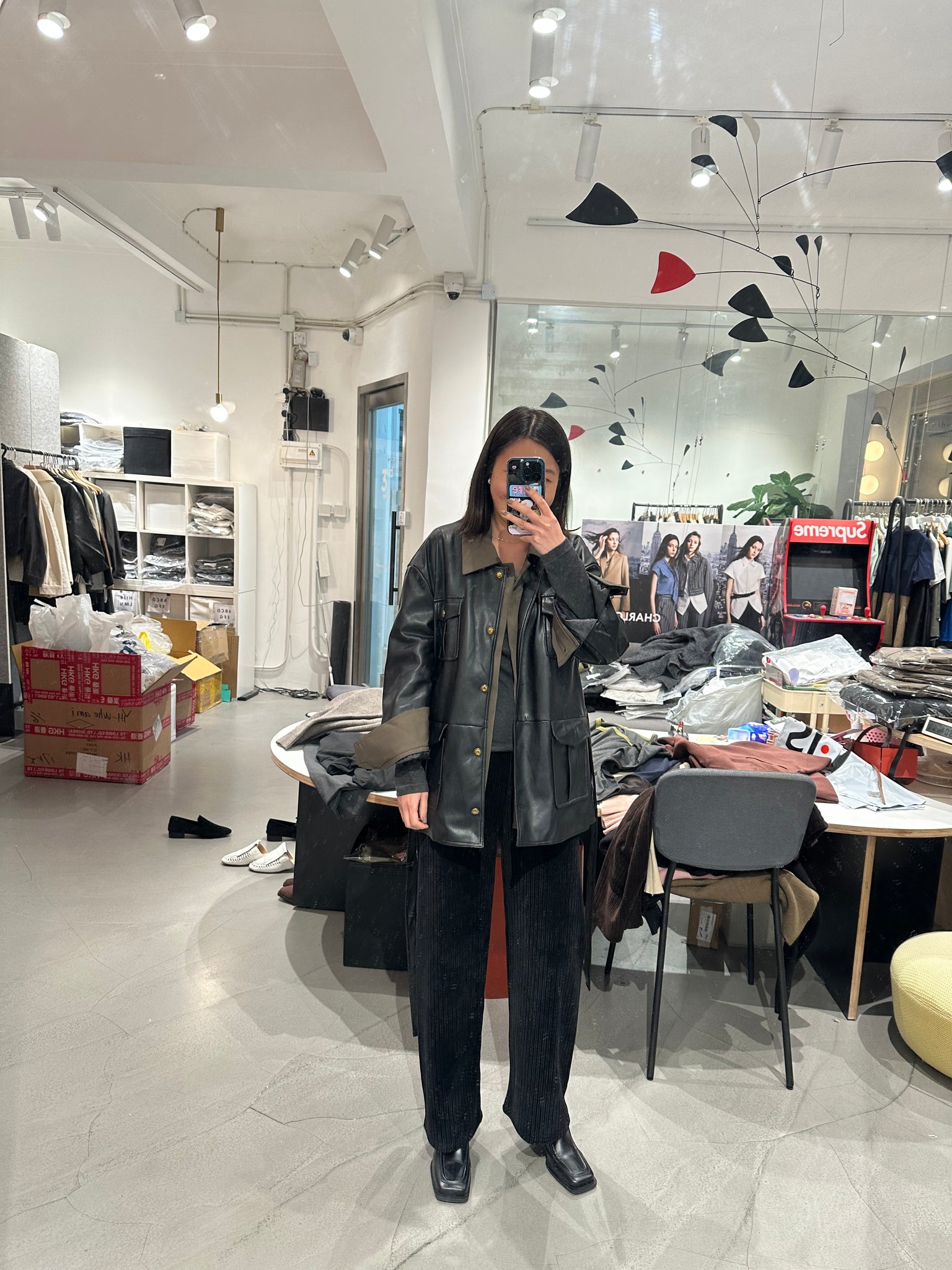 Two Layers Faux Leather Jacket