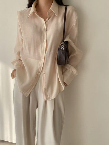 Two Piece See Through Shirt Set