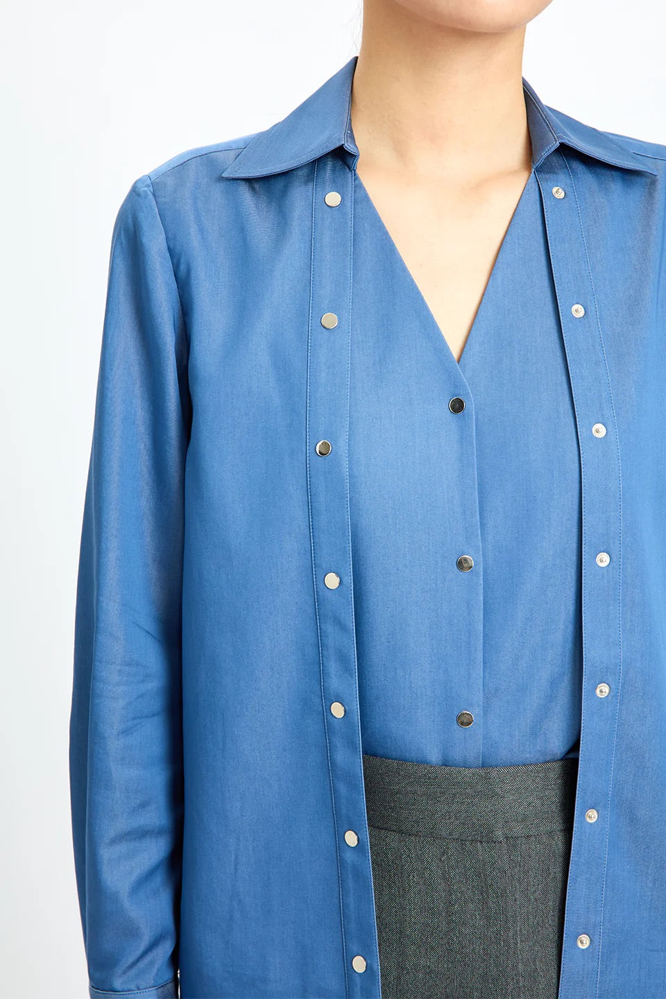 Layers Elegance Shirt On Shirt Sky Blue