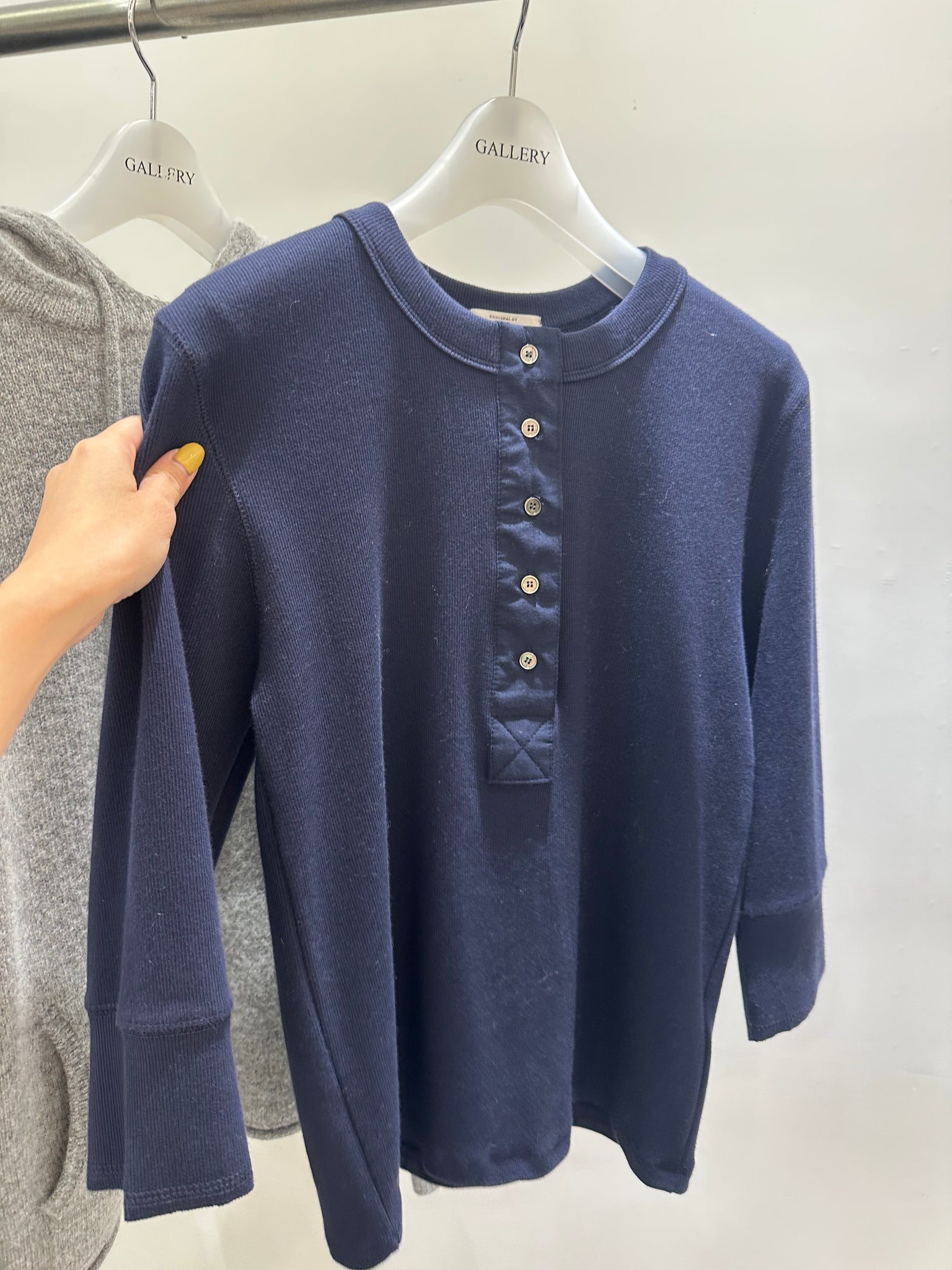 Waffle Button 3/4 Sleeve Tee