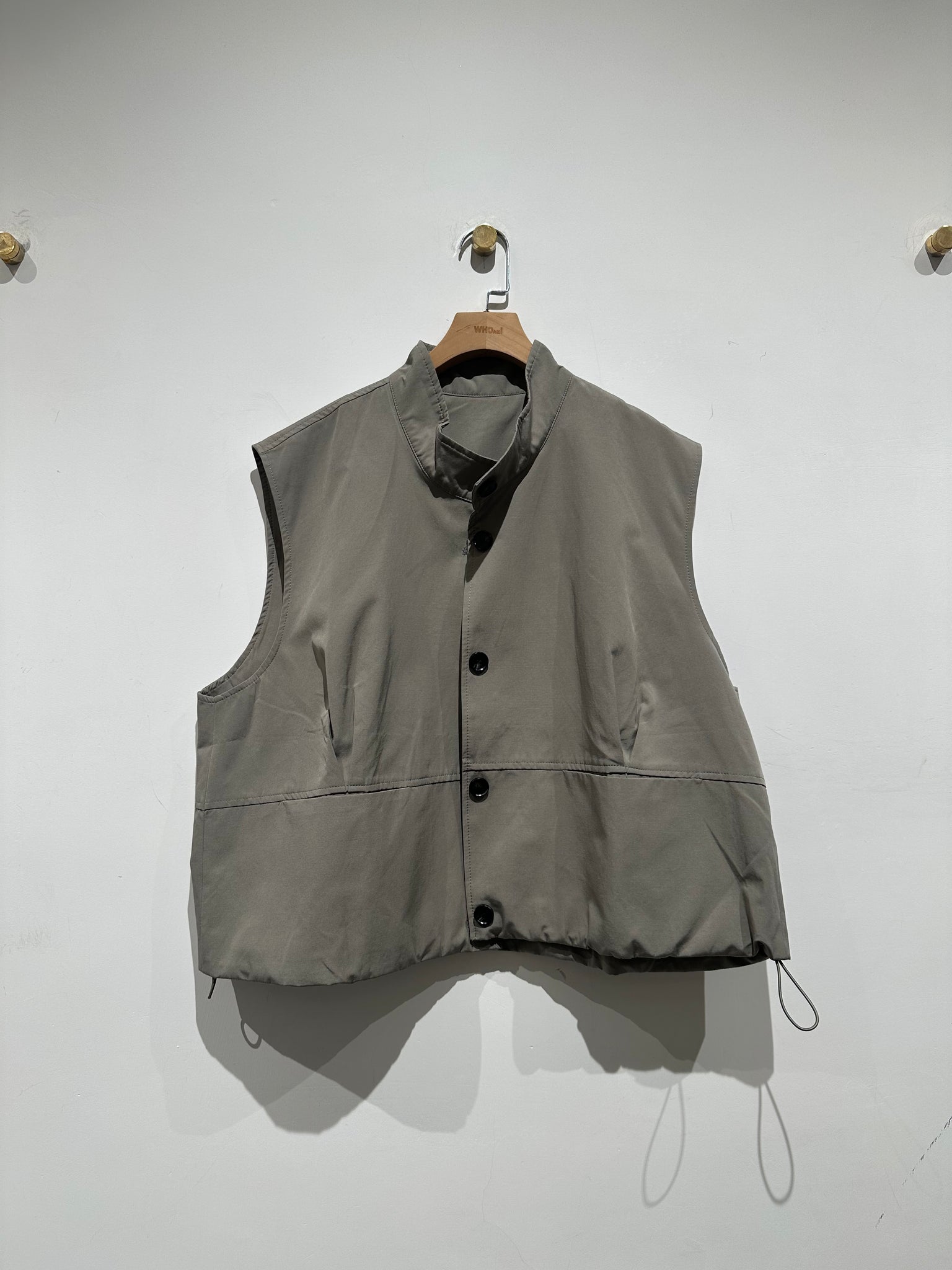 Button Stand Collar Puff Vest Jacket