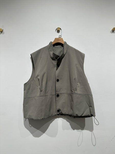 Button Stand Collar Puff Vest Jacket