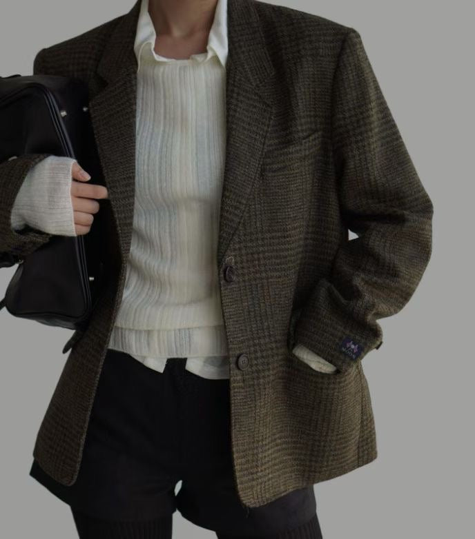 Moon Checker Wool Blazer