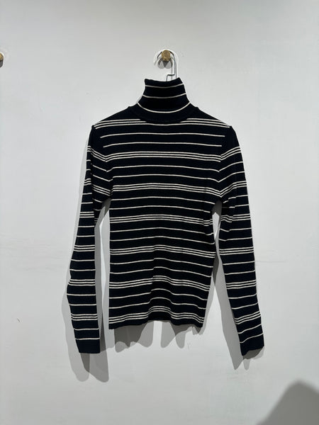 Stripe High Neck Knit Top (加購$198)