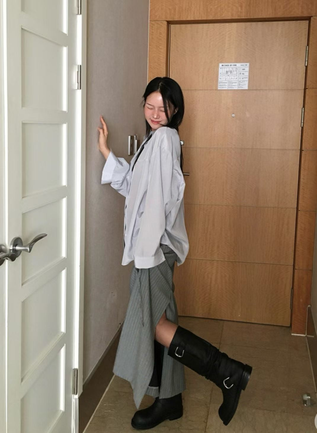 Stripe Long Slim Skirt