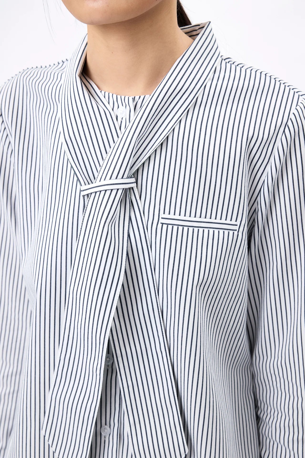 Self-Tie Peplum Combo Shirt