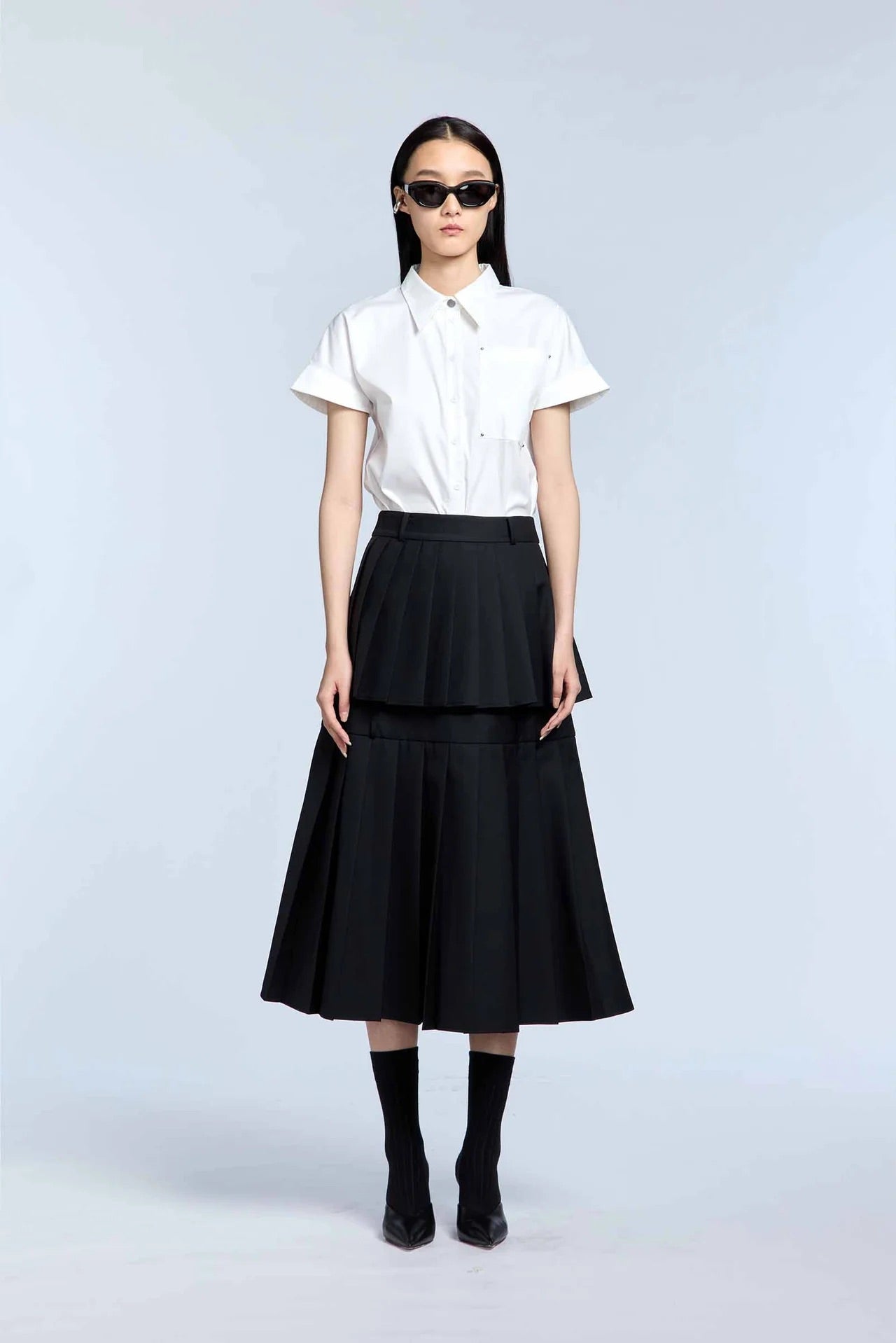 Stud V-Hemline Sleeveless Shirt