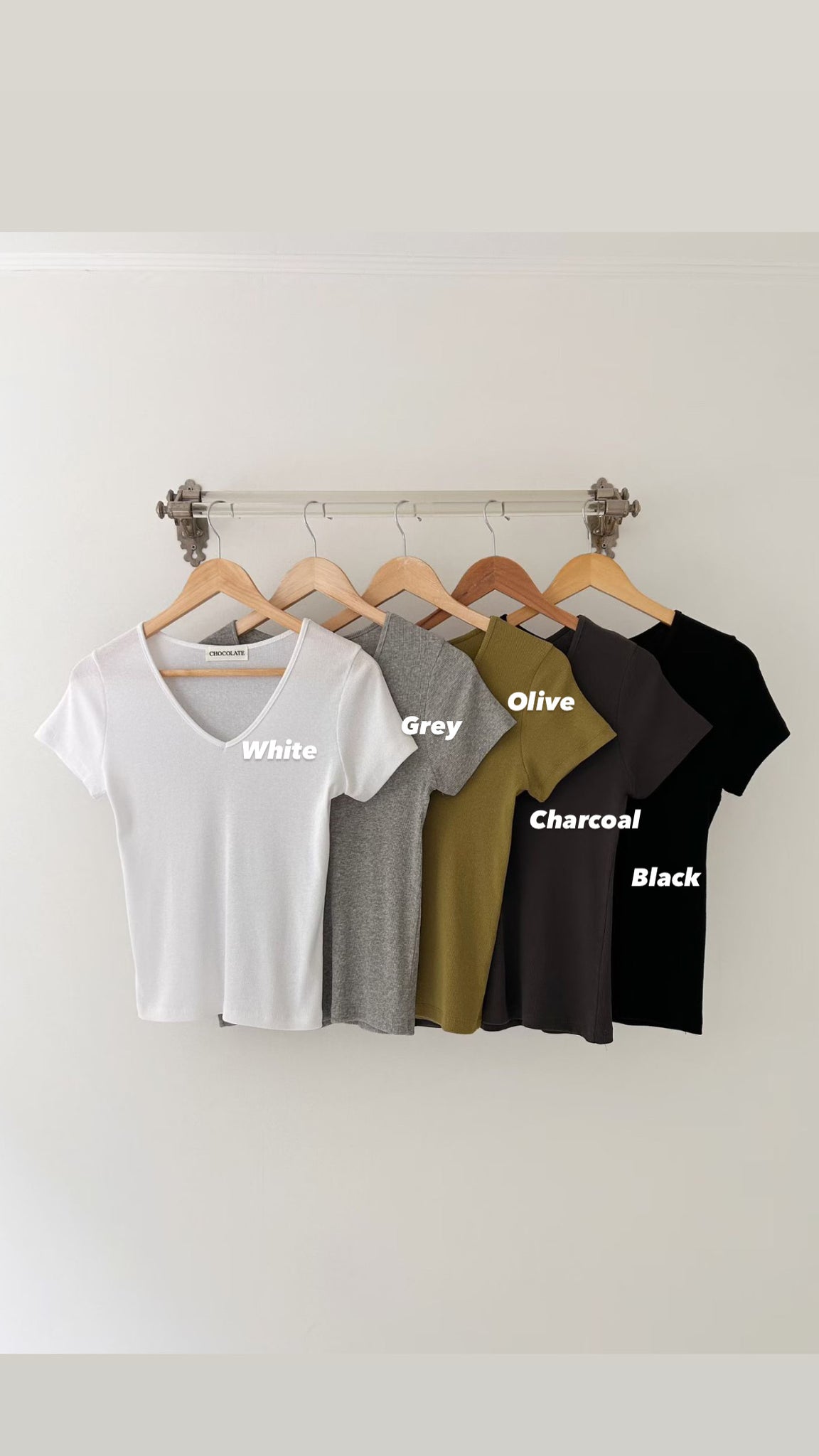 V Neck Ribbed Tee (加購$168)
