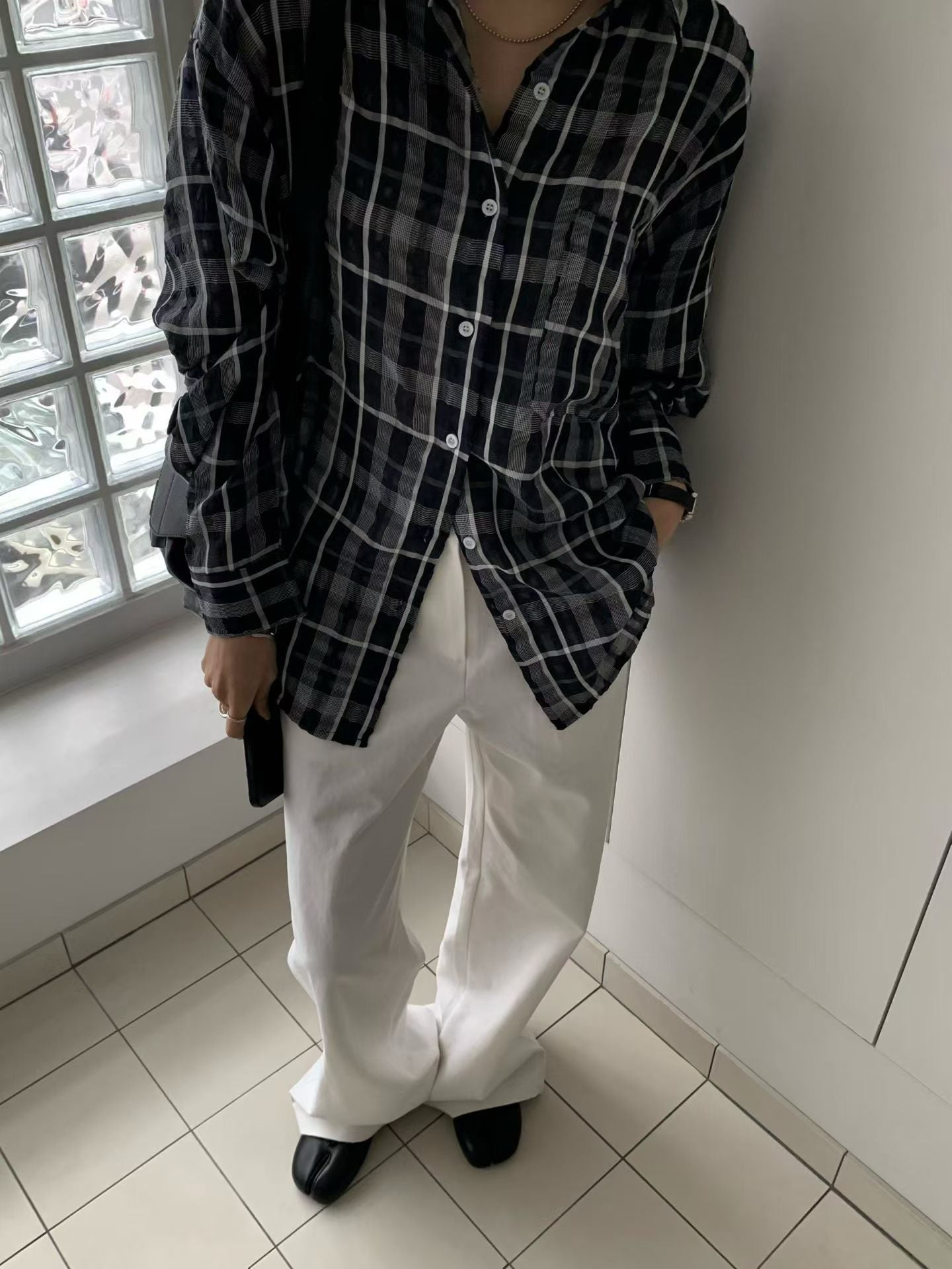 See Through Checker Shirt (29Apr-1May $448, 之後批發價$498）