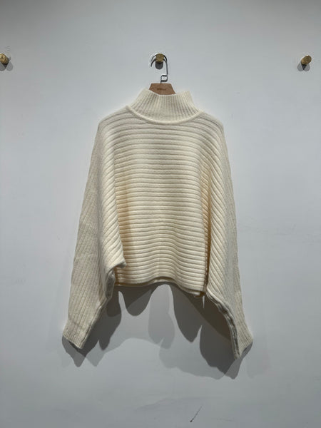 High Neck Cape Knit Top
