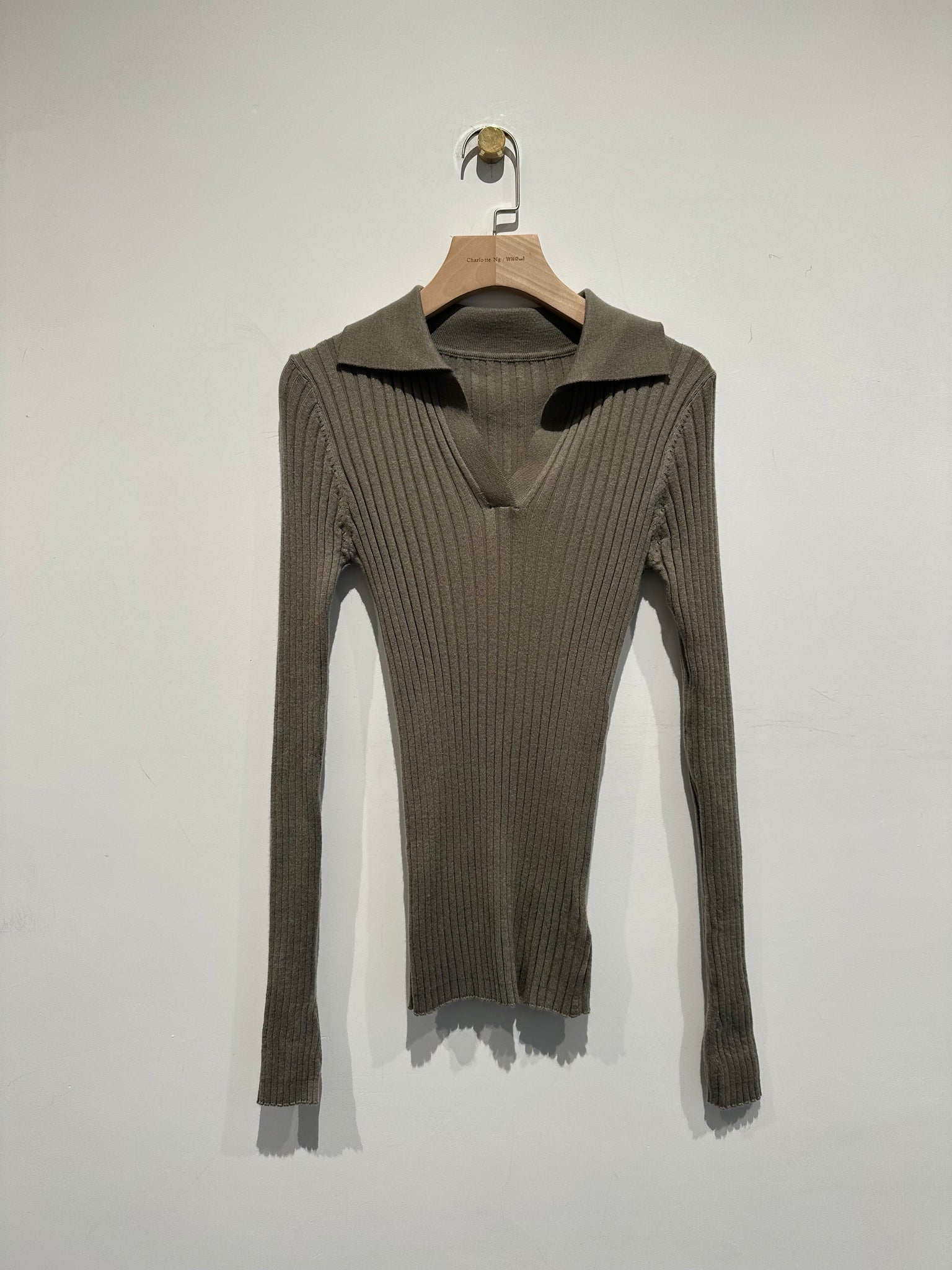 Open Collar Knit Top