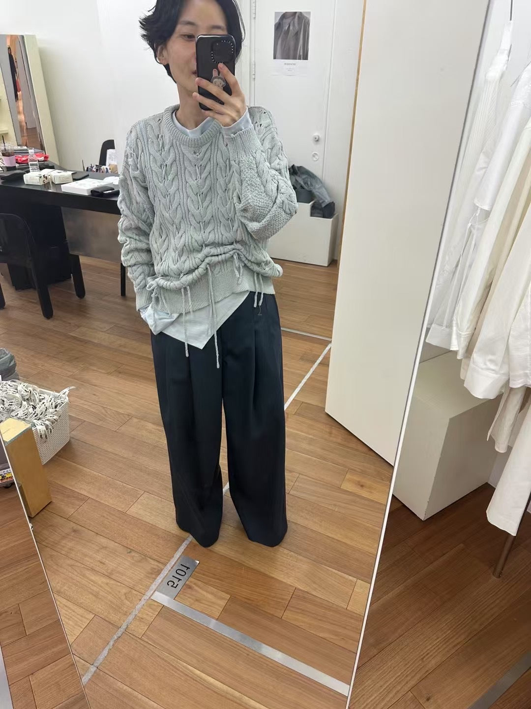 Double Back Seam Wide Leg Pants