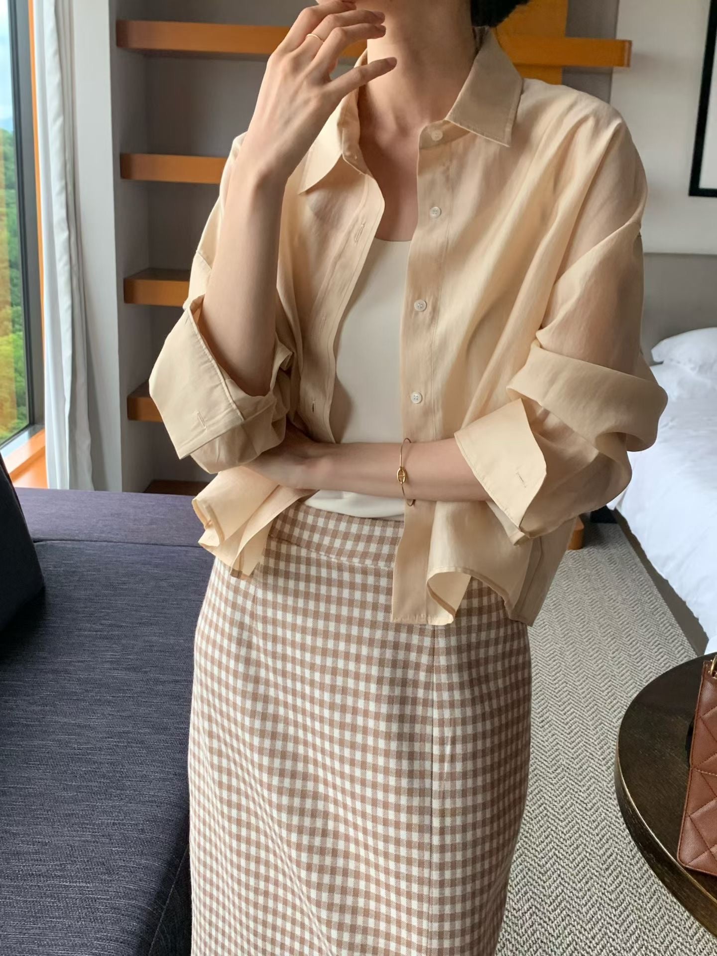Premium Cropped Shirring Shirt (10-12Sep超抵價$468, 之後批發價$498)