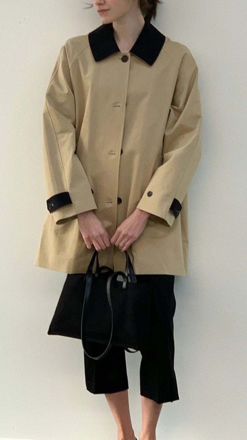 Two Tone Mid Trench Coat