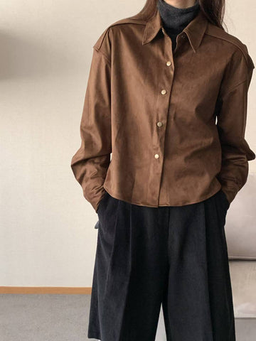 Cropped Suede Shirt