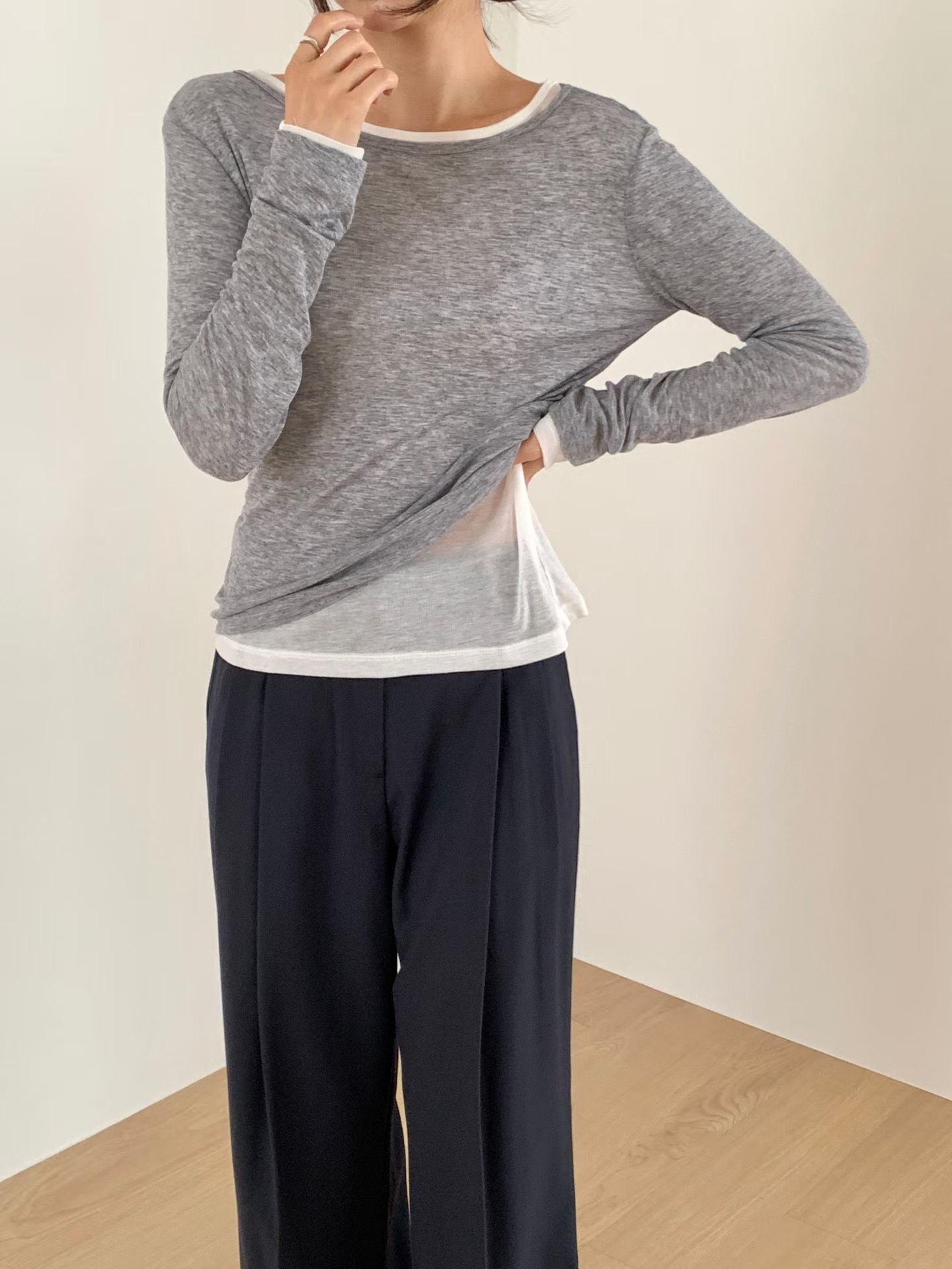 Nice Collar Thin Long Sleeve Tee (加購$188)