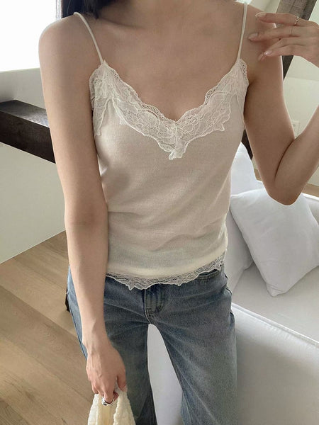 Lace Trim Knit Camisole