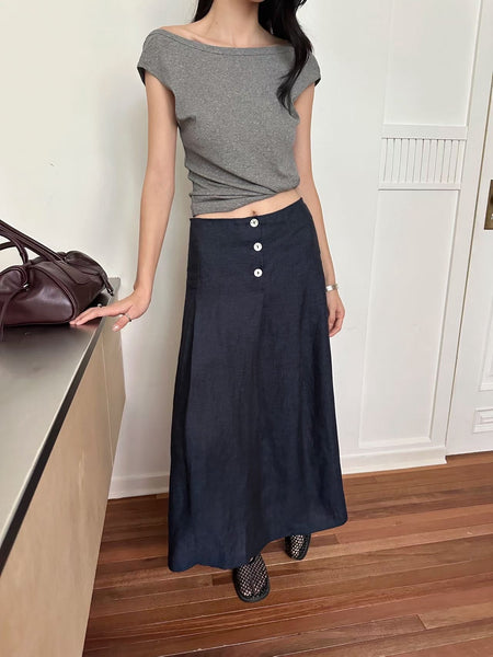 Quality Button Linen Skirt  (24-27Jun 超抵價$448, 之後批發價$498)