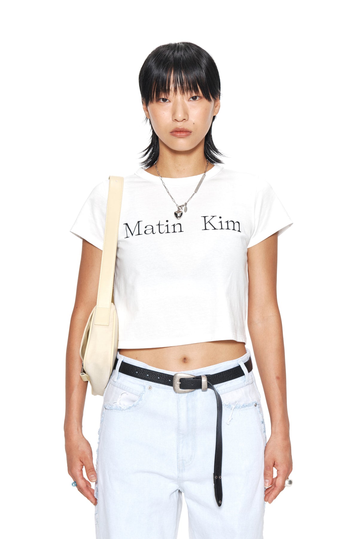 MATIN LOGO CROP TOP IN WHITE