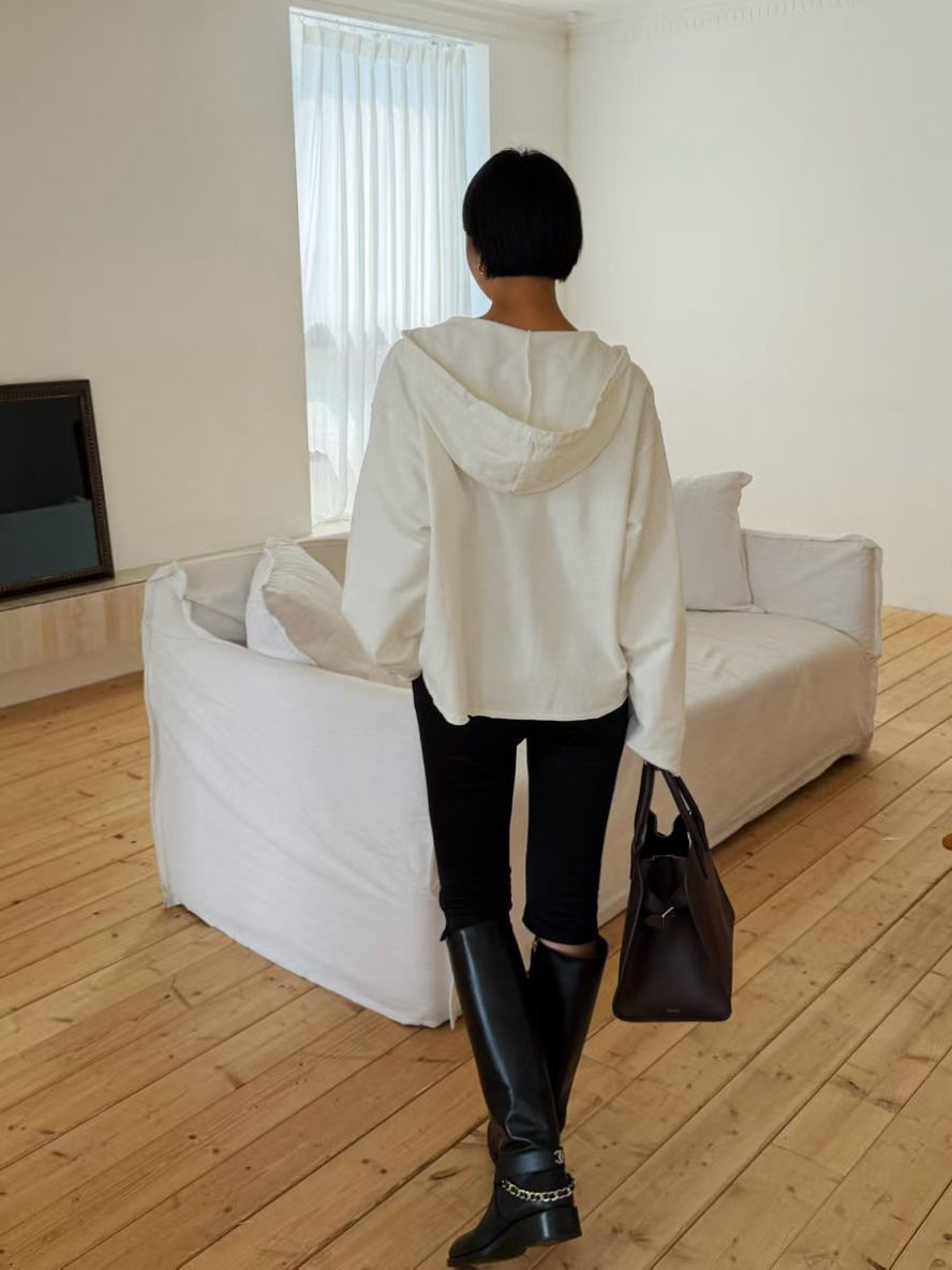 V Neck Boxy Hoodies