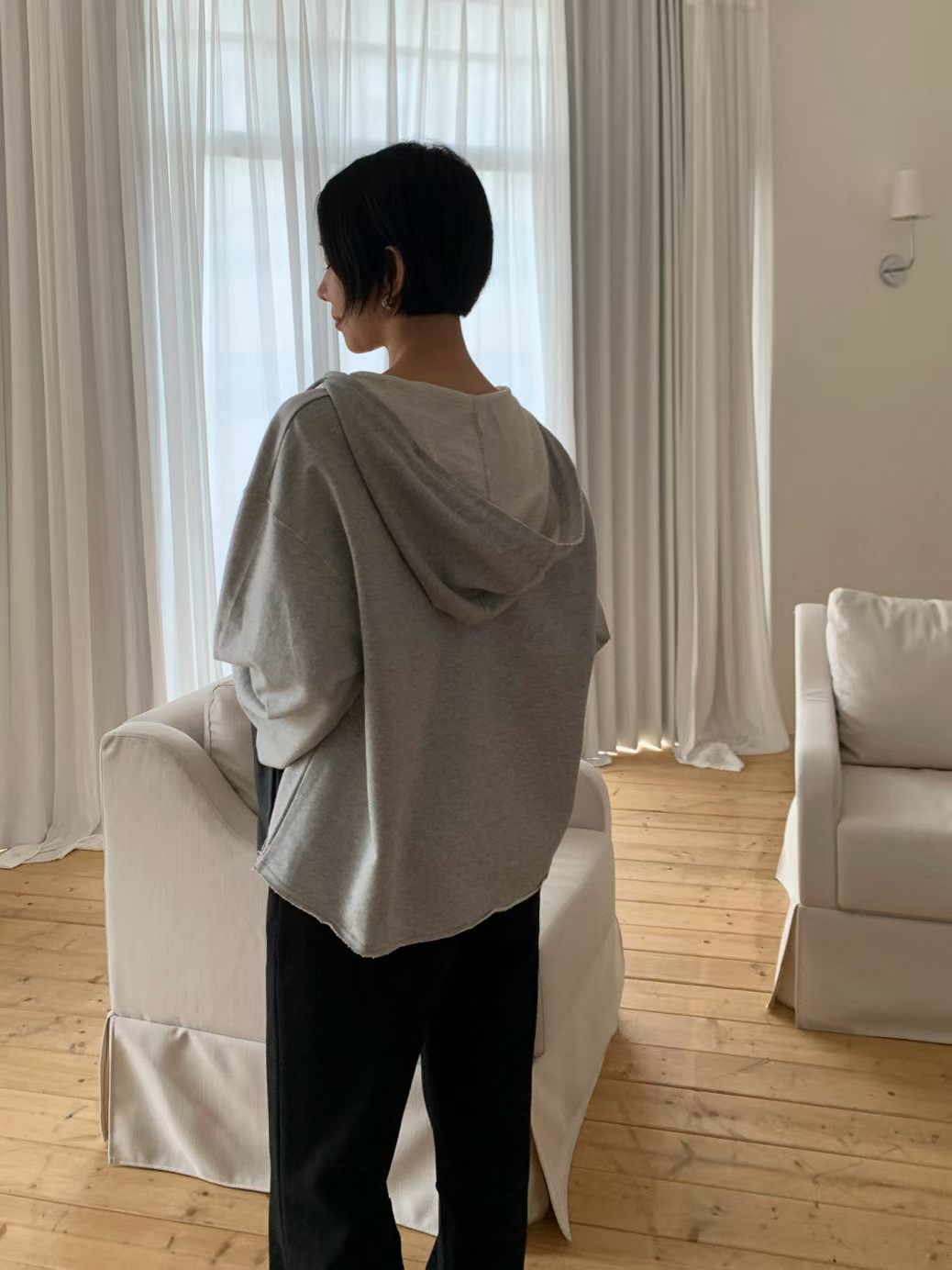 V Neck Boxy Hoodies